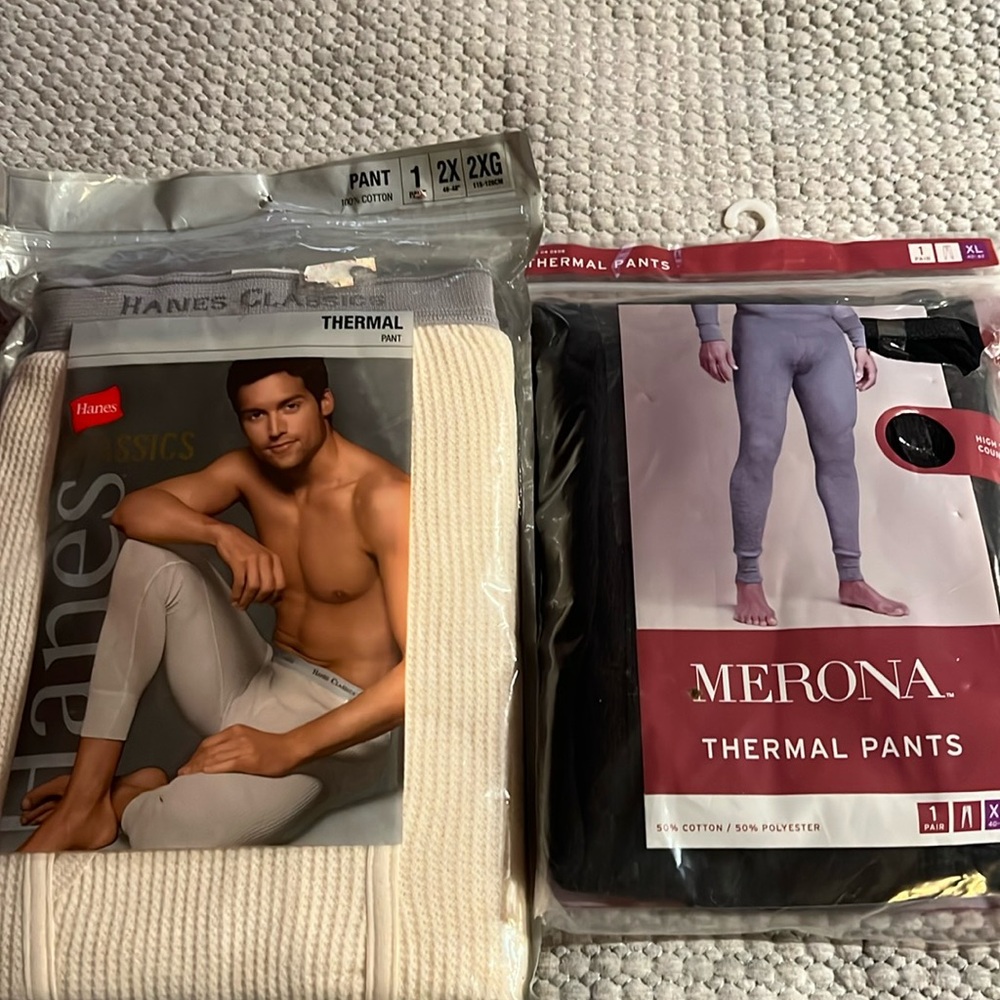 MEN’S BUNDLE OF TWO NEW THERMAL UNDERWEAR PANTS !
